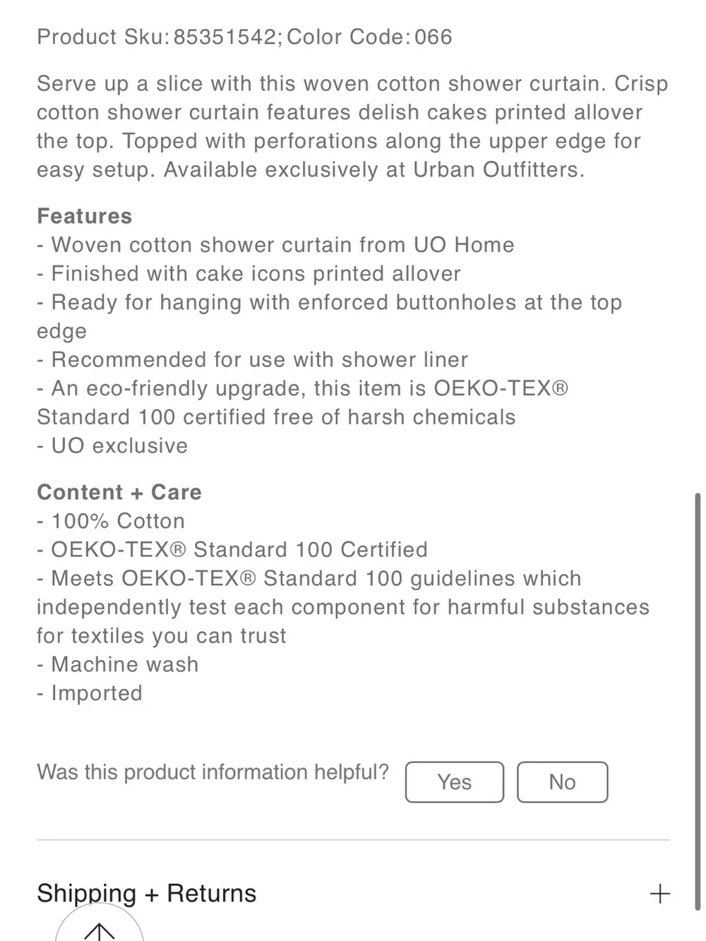 Urban Outfitters Cake Shower Curtain